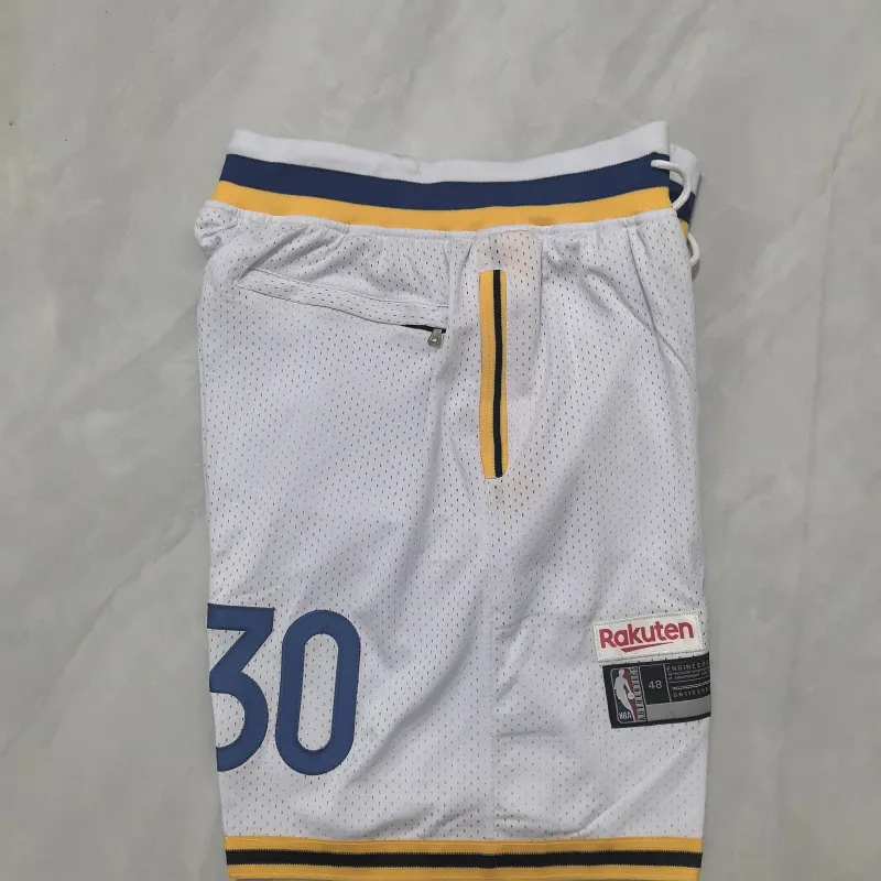 Golden State Warriors Throwback Pocket White Basketball Shorts
