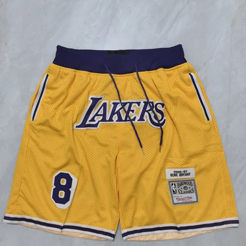 Los Angeles Lakers Throwback Pocket Yellow Basketball Shorts