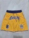 Los Angeles Lakers Throwback Pocket Yellow Basketball Shorts Los Angeles Lakers Throwback Pocket Yellow Basketball Shorts