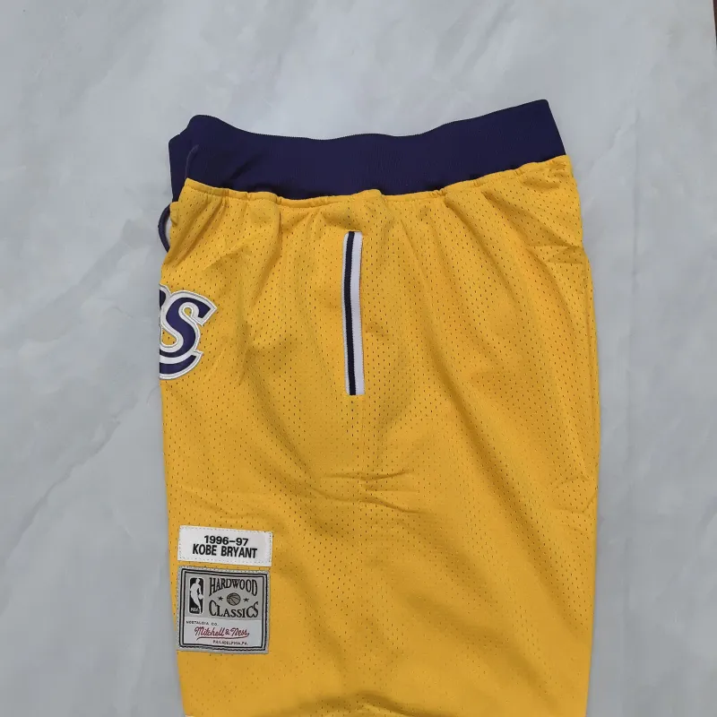 Los Angeles Lakers Throwback Pocket Yellow Basketball Shorts