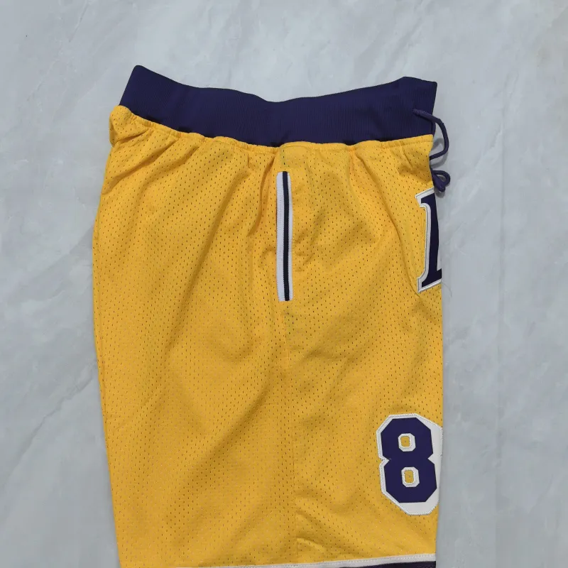 Los Angeles Lakers Throwback Pocket Yellow Basketball Shorts