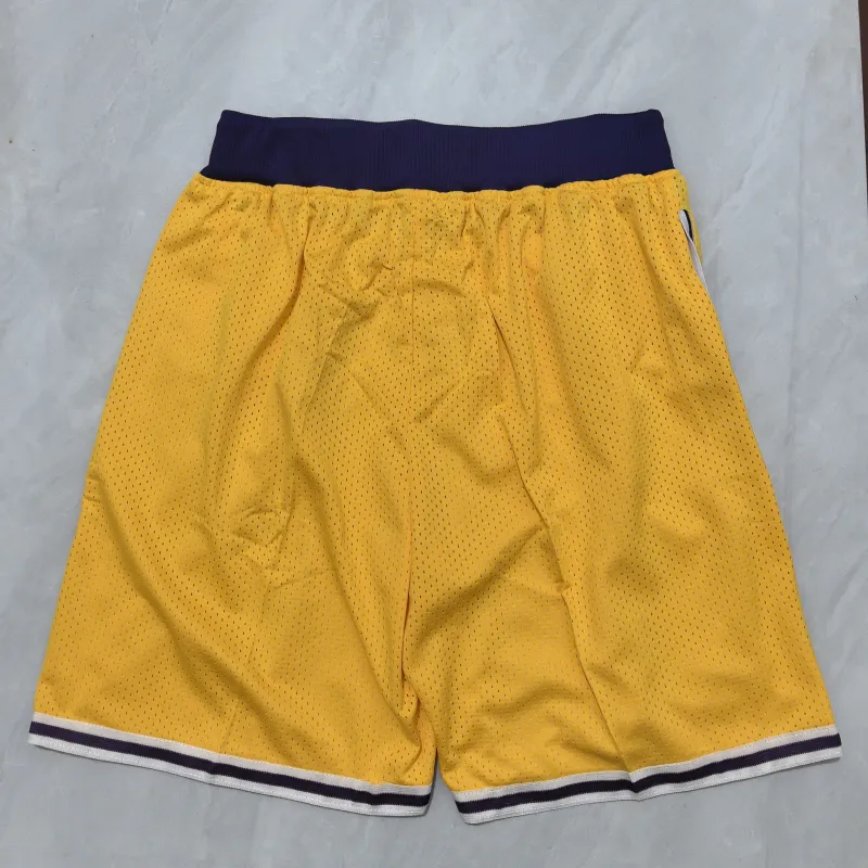 Los Angeles Lakers Throwback Pocket Yellow Basketball Shorts