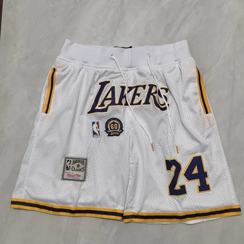 Los Angeles Lakers Throwback Pocket White Basketball Shorts