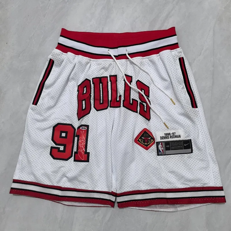 Chicago Bulls Throwback Pocket White Basketball Shorts