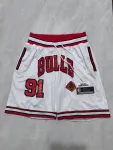 Pantalones cortos de baloncesto blancos de estilo retro de los Chicago Bulls Chicago Bulls Throwback Pocket White Basketball Shorts