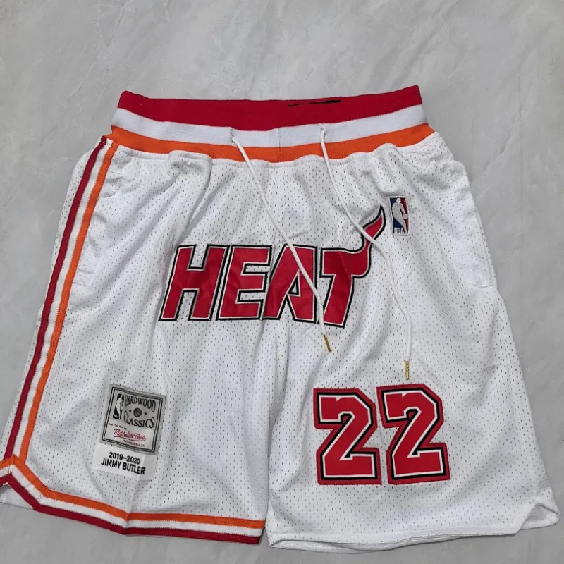 Miami Heat Throwback Pocket White Basketball Shorts