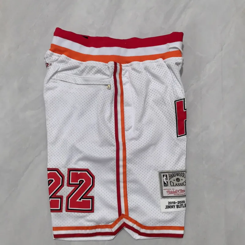 Miami Heat Throwback Pocket White Basketball Shorts