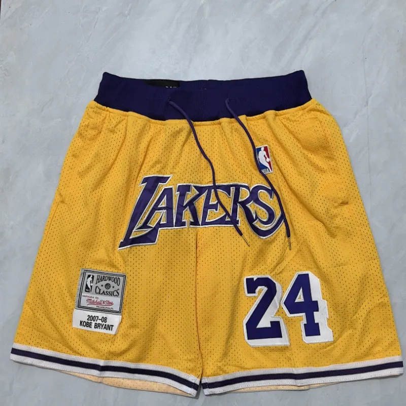 Los Angeles Lakers Throwback Pocket Yellow Basketball Shorts