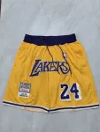 Short de basket jaune « Throwback » des Lakers de Los Angeles, format poche Los Angeles Lakers Throwback Pocket Yellow Basketball Shorts
