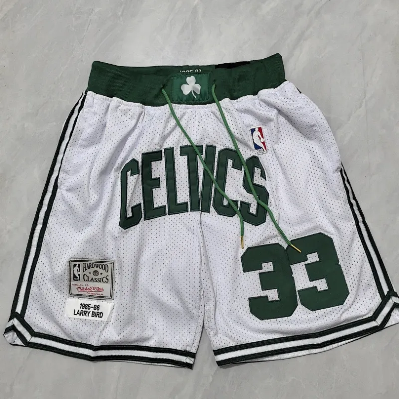 Boston Celtics Throwback Pocket White Basketball Shorts