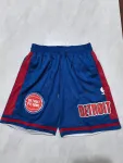 Calções de basquetebol azuis com bolsos dos Detroit Pistons Calções de basquetebol azuis com bolsos dos Detroit Pistons