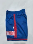 Calções de basquetebol azuis com bolsos dos Detroit Pistons