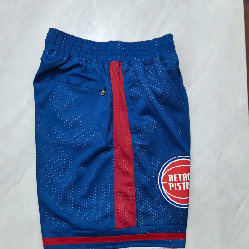 Calções de basquetebol azuis com bolsos dos Detroit Pistons