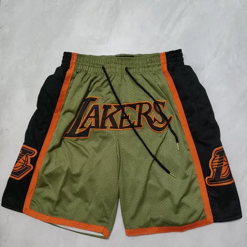 Calções de basquetebol verdes com bolsos dos Los Angeles Lakers