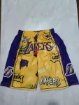Calções de basquetebol amarelos com bolsos dos Los Angeles Lakers Los Angeles Lakers Pocket Yellow Basketball Shorts