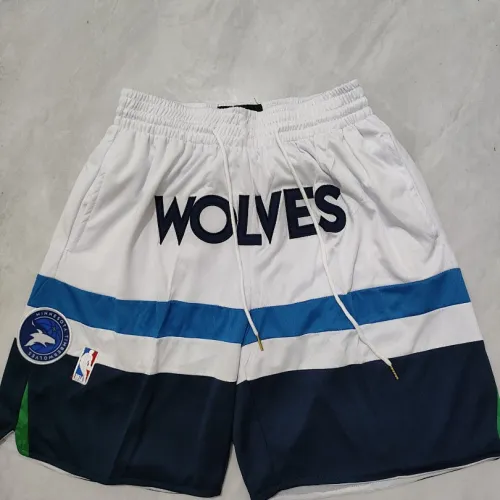 Minnesota Timberwolves – Weiße Basketball-Shorts mit Seitentaschen