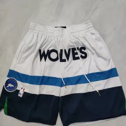 Minnesota Timberwolves Pocket White Basketball Shorts - product photo Pantalones cortos de baloncesto blancos con bolsillos de los Minnesota Timberwolves