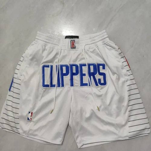 Pantalones cortos de baloncesto blancos con bolsillos de los LA Clippers