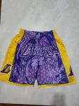 Calções de basquetebol roxos com bolsos dos Los Angeles Lakers Los Angeles Lakers Pocket Purple Basketball Shorts