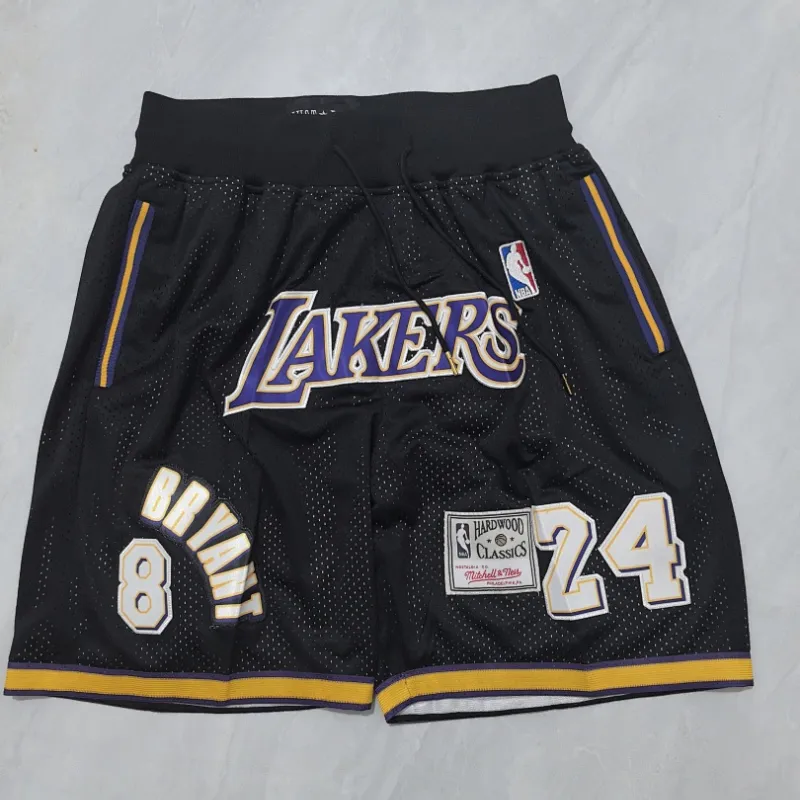 Los Angeles Lakers Throwback Pocket Black Basketball Shorts