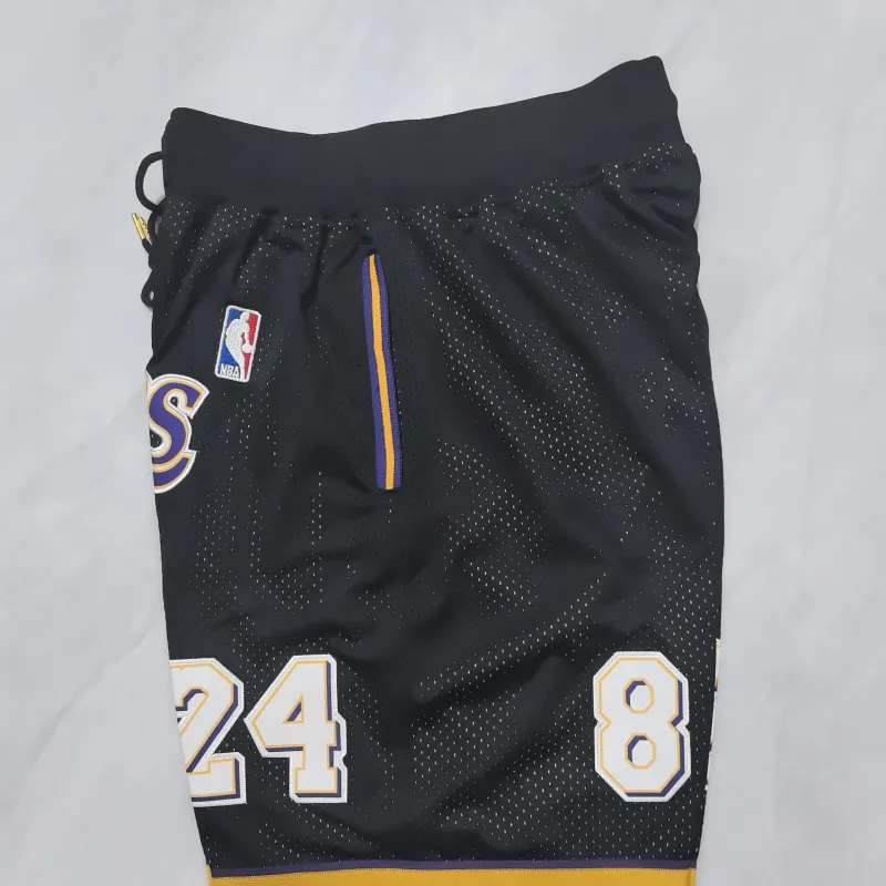 Los Angeles Lakers Throwback Pocket Black Basketball Shorts