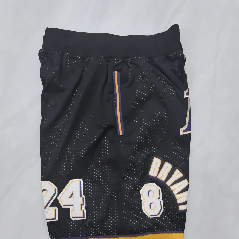 Los Angeles Lakers Throwback Pocket Black Basketball Shorts