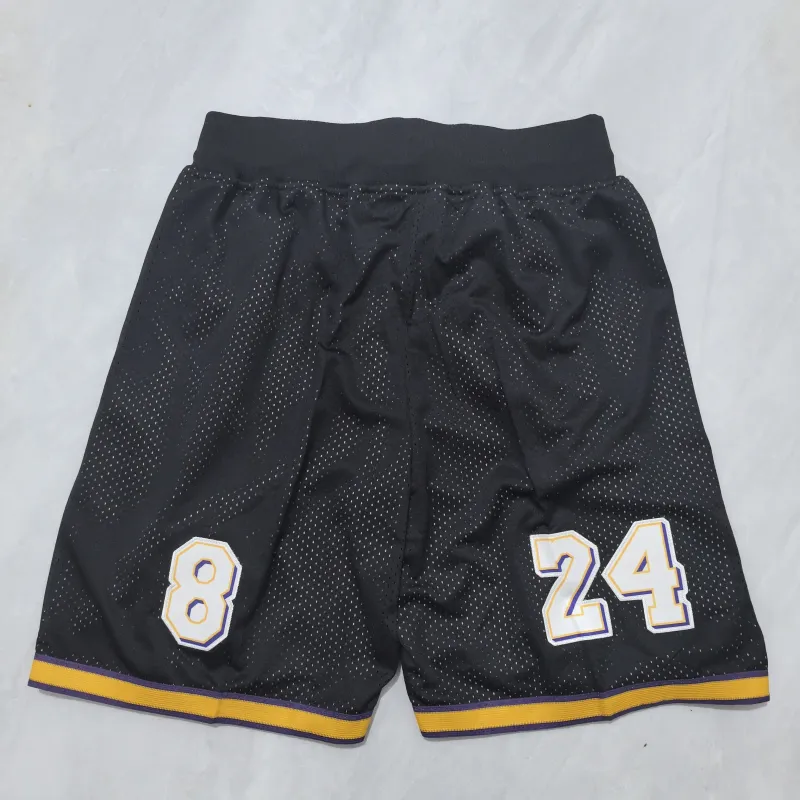 Los Angeles Lakers Throwback Pocket Black Basketball Shorts