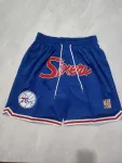Philadelphia 76ers Throwback Pocket Blue Basketball Shorts
