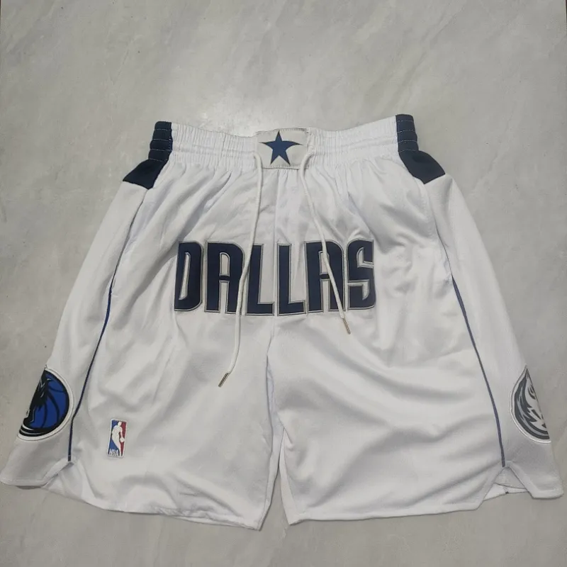 Dallas Mavericks Pocket White Basketball Shorts