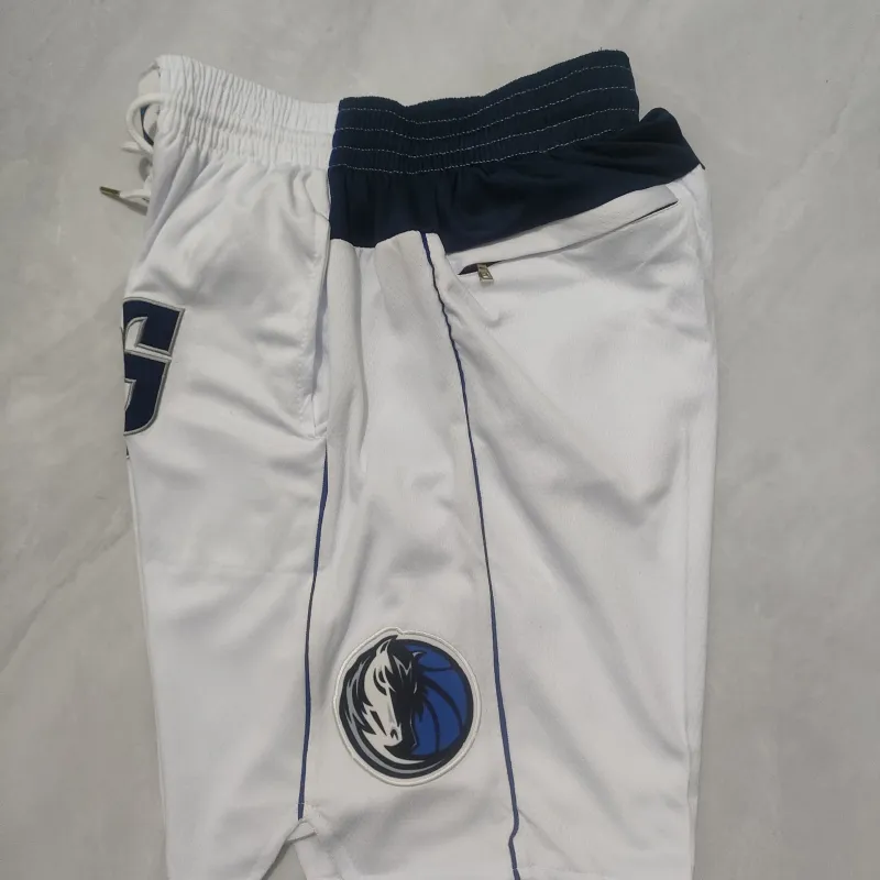 Dallas Mavericks Pocket White Basketball Shorts