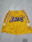 Los Angeles Lakers City Edition Pocket Yellow Basketball Shorts Los Angeles Lakers City Edition Pocket Yellow Basketball Shorts