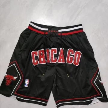 Calções de basquetebol pretos com bolsos dos Chicago Bulls