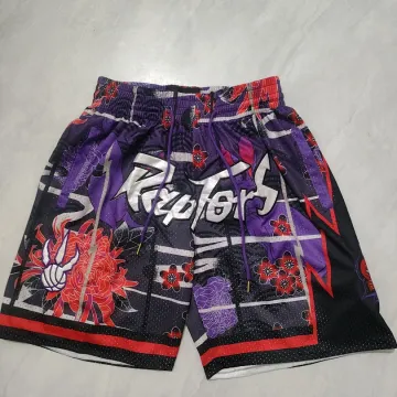 Calções de basquetebol roxos com bolsos dos Toronto Raptors