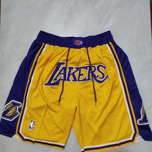Calções de basquetebol amarelos com bolsos dos Los Angeles Lakers
