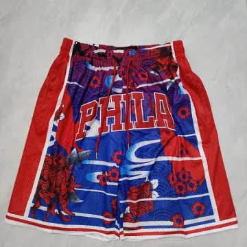 Pantalones cortos de baloncesto azules con bolsillos de los Philadelphia 76ers