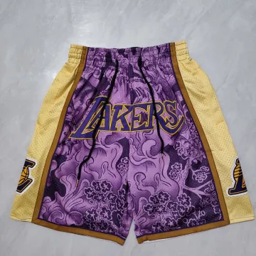 Calções de basquetebol roxos com bolsos dos Los Angeles Lakers
