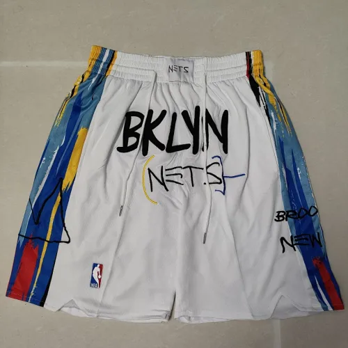 Brooklyn Nets 2023 City Edition – Weiße Basketball-Shorts im Pocket-Stil