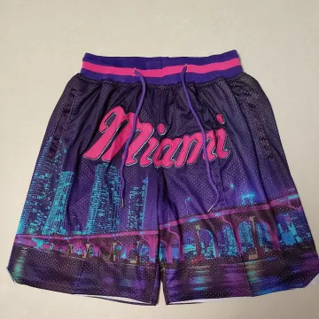 Calções de basquetebol roxos com bolsos do Miami Heat