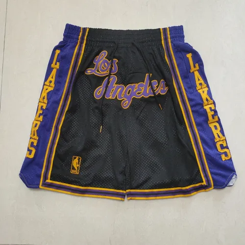Los Angeles Lakers Throwback Pocket Black Basketball Shorts
