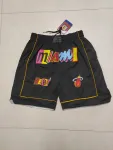 Calções de basquetebol Miami Heat City Edition Pocket, pretos Miami Heat City Edition Pocket Black Basketball Shorts
