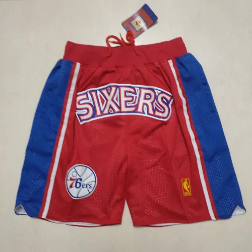 Philadelphia 76ers Retro-Basketballshorts in Rot mit Seitentaschen