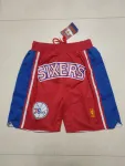 Philadelphia 76ers Retro-Basketballshorts in Rot mit Seitentaschen Philadelphia 76ers Throwback Pocket Red Basketball Shorts