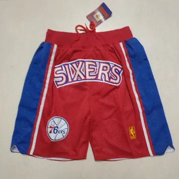 Pantaloncini da basket rossi "Throwback" dei Philadelphia 76ers, modello da tasca