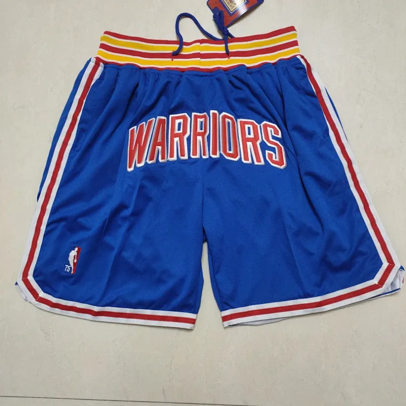 Pantaloncini da basket blu "Throwback" dei Golden State Warriors per il 75° anniversario