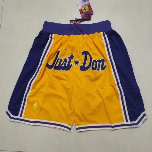 Calções de basquetebol amarelos com bolsos dos Los Angeles Lakers
