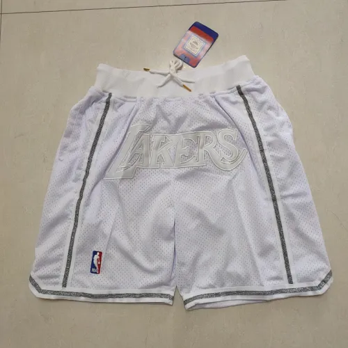 Calções de basquetebol brancos com bolsos dos Los Angeles Lakers