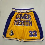 Calções de basquetebol amarelos com bolsos dos Los Angeles Lakers Calções de basquetebol amarelos com bolsos dos Los Angeles Lakers