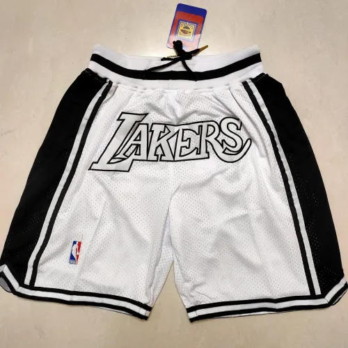 Calções de basquetebol brancos com bolsos dos Los Angeles Lakers