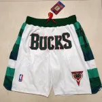 Milwaukee Bucks Pocket White Basketball Shorts