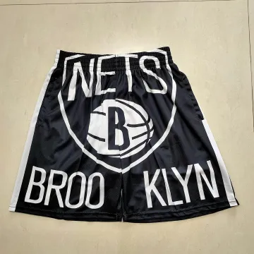 Schwarze Basketball-Shorts der Brooklyn Nets